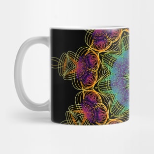 Sea Urchin Kaleidoscope | Harmonograph Blue Red Yellow Black Mug